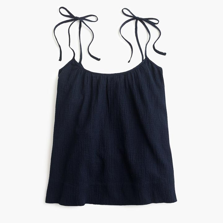 J.Crew Tie-shoulder crinkle cotton swing cami