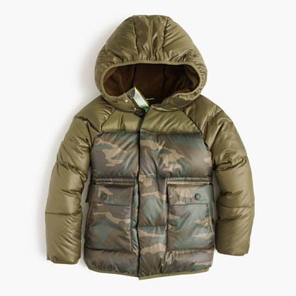 J.Crew Boys' camo colorblock marshmallow puffer jacket