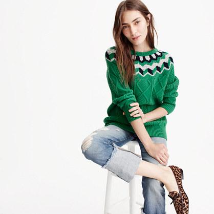 J.Crew Wide neck fair isle sweater