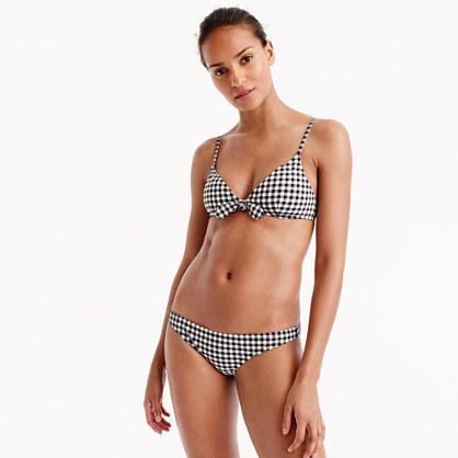 J.Crew Tie-front bikini top in matte gingham
