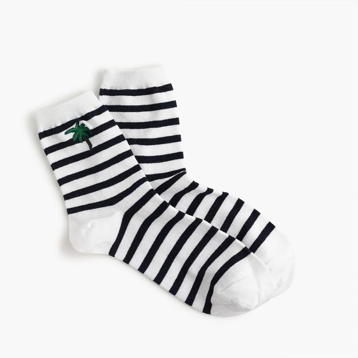 J.Crew Ankle boot socks in palm tree stripe
