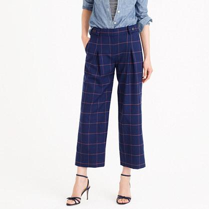 J.Crew Pleated wide-leg pant in windowpane glen plaid