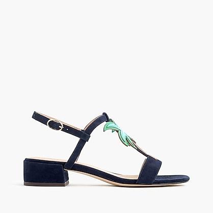 J.Crew Tropical low-heel sandals in suede