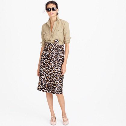 J.Crew Petite tie-waist skirt in leopard print