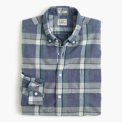 J.Crew Slim Secret Wash shirt in indigo plaid end-on-end cotton