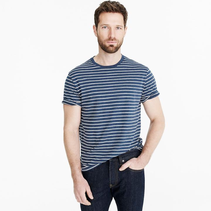 J.Crew J.Crew Mercantile Broken-in T-shirt in blue heather stripe