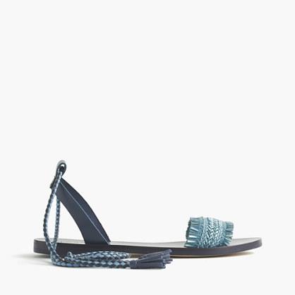 J.Crew Raffia ankle-tie sandals