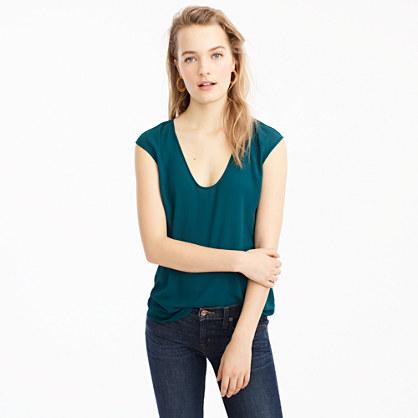 J.Crew Petite cap-sleeve shirttail top