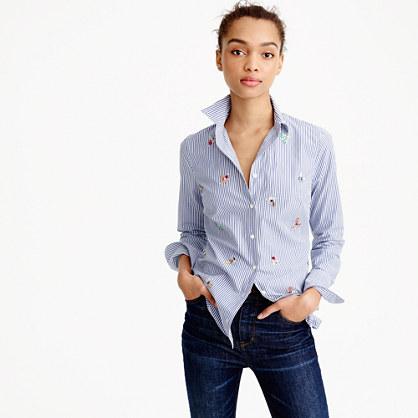 J.Crew Petite perfect shirt with bee embellishment