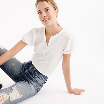 J.Crew Button-front puff-sleeve top