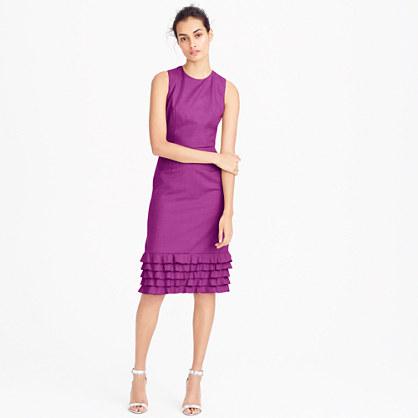 J.Crew Petite ruffle hem dress in Super 120s wool