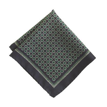 J.Crew Italian wool pocket square in navy medallion print