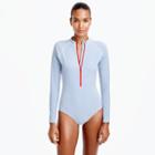 J.Crew Long-sleeve one-piece swimsuit in seersucker