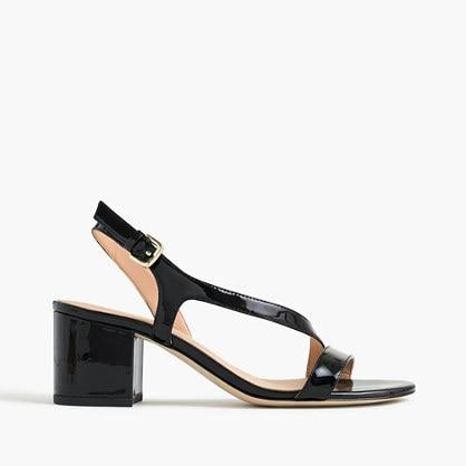 J.Crew Asymmetrical strappy sandal (60mm) in patent leather