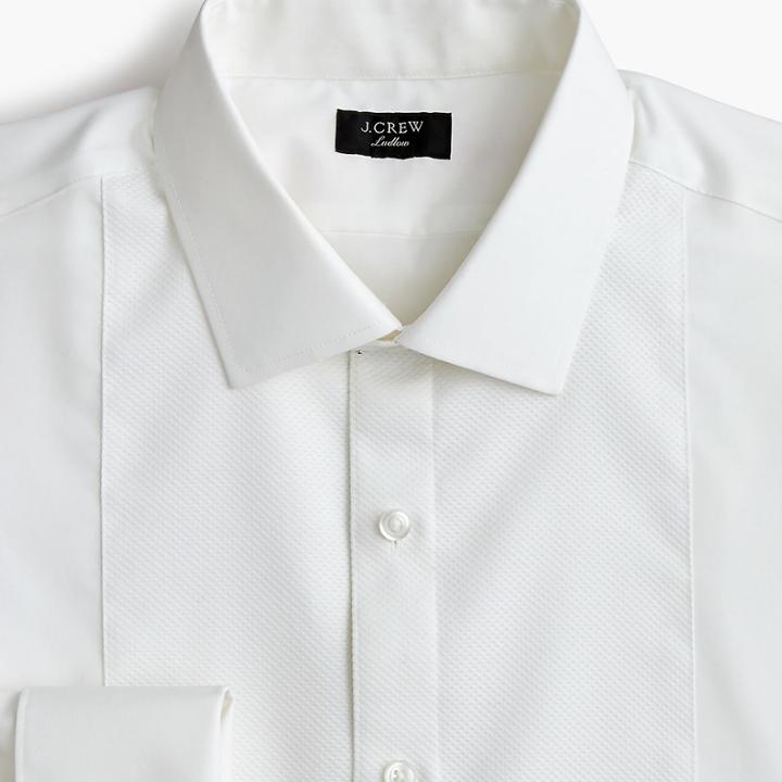 J.Crew Ludlow stretch two-ply piqu&#233;-bib tuxedo shirt