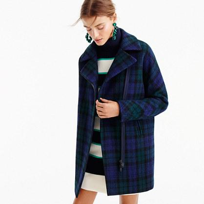 J.Crew Petite zippered coat in Black Watch tartan