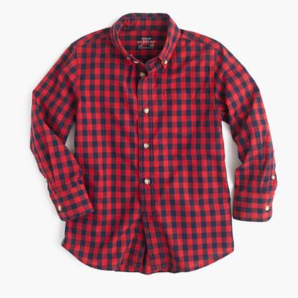 J.Crew Boys' Secret Wash shirt in mini-buffalo check