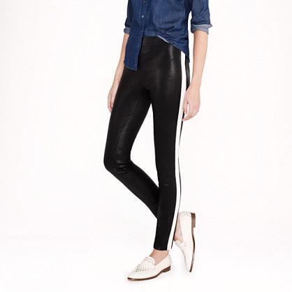 J.Crew Collection leather leggings in tuxedo stripe