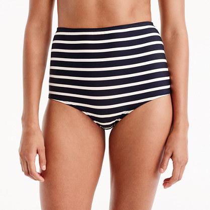 J.Crew High-waisted bikini bottom in nautical stripe