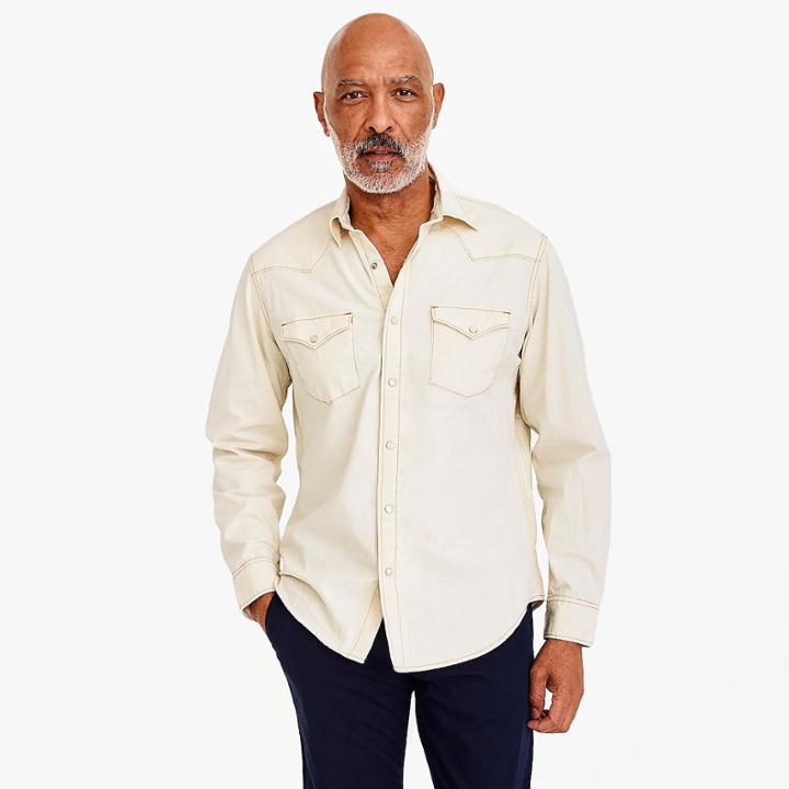 J.Crew Western shirt in cream stretch chambray