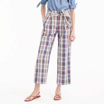 J.Crew Tie-waist pant in vintage plaid