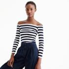 J.Crew Long-sleeve off-the-shoulder striped T-shirt
