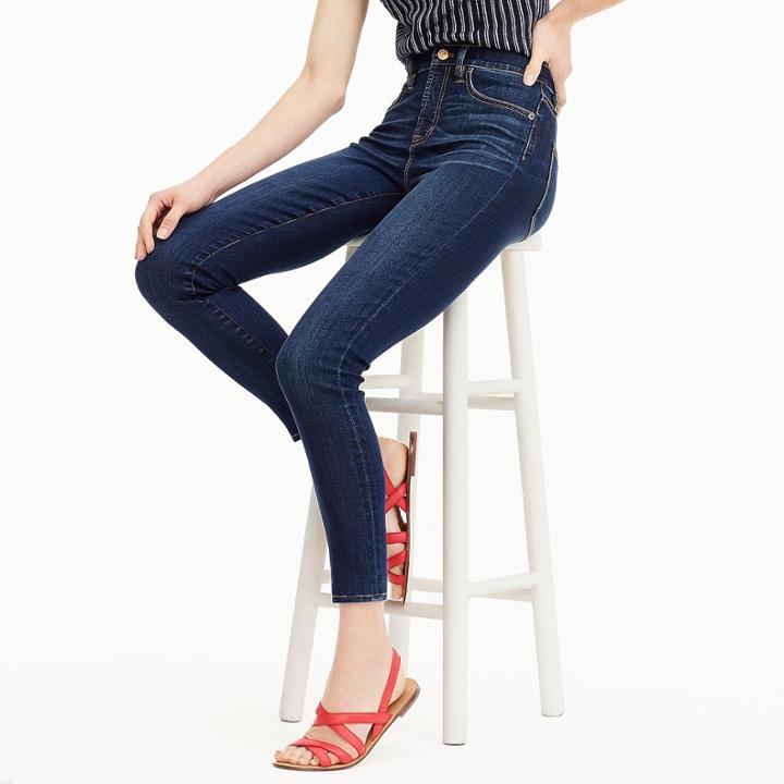 J.Crew 9 high-rise toothpick jean in Point Lake wash with Tencel