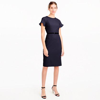 J.Crew Tall ruffle-sleeve sheath dress in Italian stretch wool