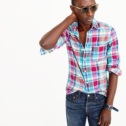 J.Crew Slim Indian madras shirt in red and teal plaid