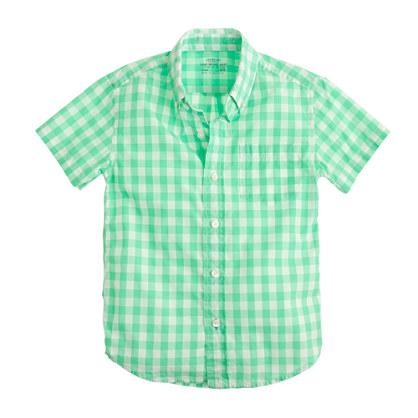J.Crew Boys' Secret Wash short-sleeve shirt in bright gingham