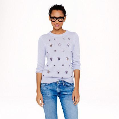 J.Crew Jeweled-cluster sweater in lavender