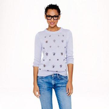 J.Crew Jeweled-cluster sweater in lavender