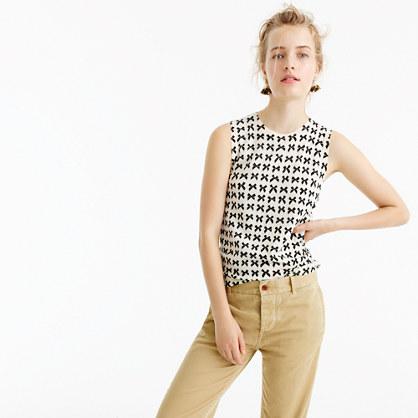 J.Crew Lightweight wool Jackie sweater shell in bow print