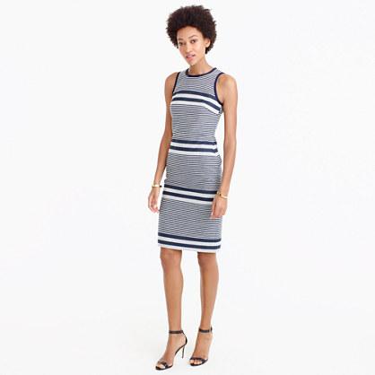 J.Crew Petite sheath dress in striped navy tweed