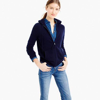 J.Crew Italian cashmere zip-front hoodie