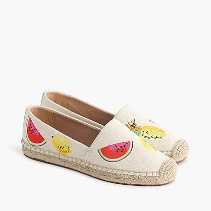 J.Crew Canvas espadrilles with embroidered fruits