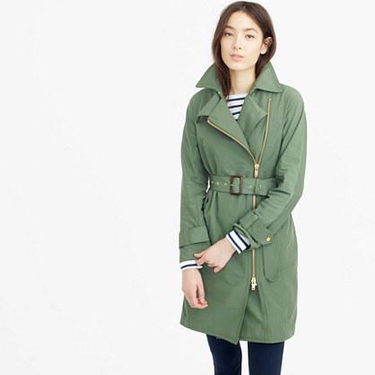 J.Crew Belted zip trench coat in water-resistant cotton