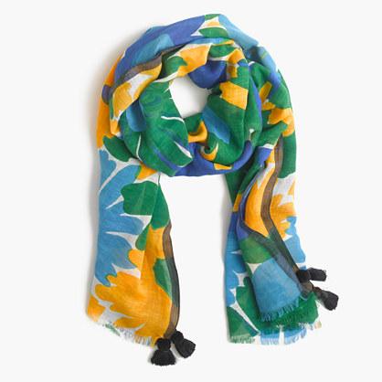 J.Crew Morning floral scarf with tassels