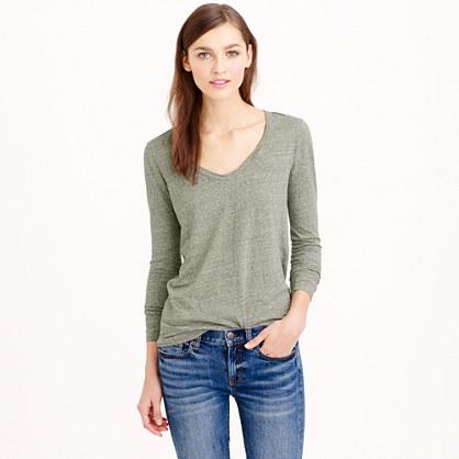 J.Crew Speckled cotton long-sleeve scoopneck tee