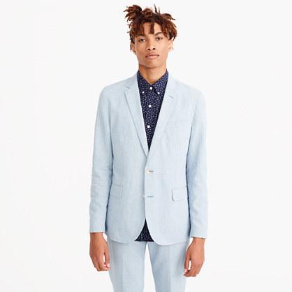 J.Crew Ludlow unstructured suit jacket in houndstooth cotton-linen