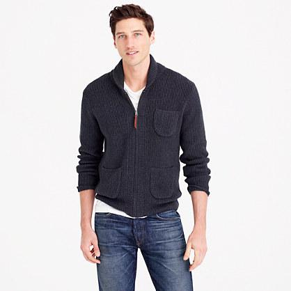 J.Crew Cotton full-zip shawl-collar sweater