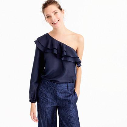 J.Crew One-shoulder silk shantung top