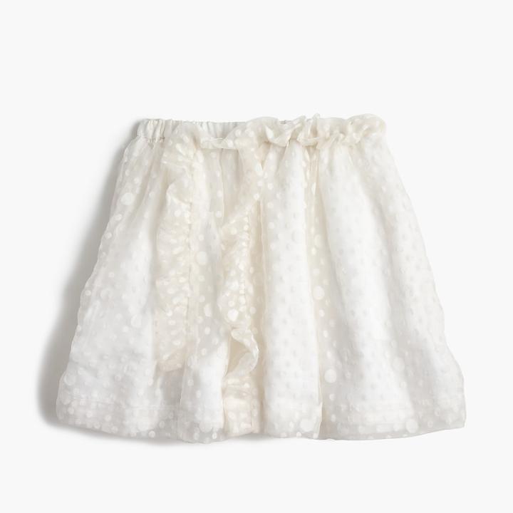 J.Crew Girls' sheer polka-dot ruffle pull-on skirt