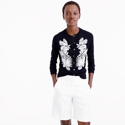 J.Crew Cotton Jackie cardigan sweater in embroidered palm