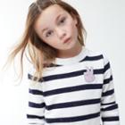 J.Crew Girls' striped popover sweater with peace sign emoji