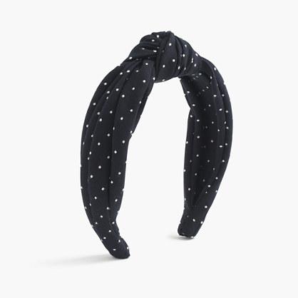 J.Crew Topknot headband in mini polka dot