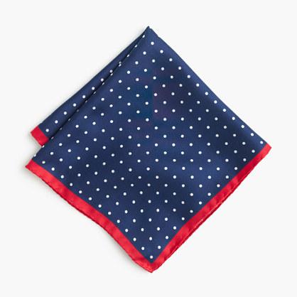 J.Crew Italian silk pocket square in orange dot