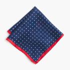 J.Crew Italian silk pocket square in orange dot