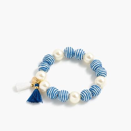 J.Crew Striped bead and pearl bracelet