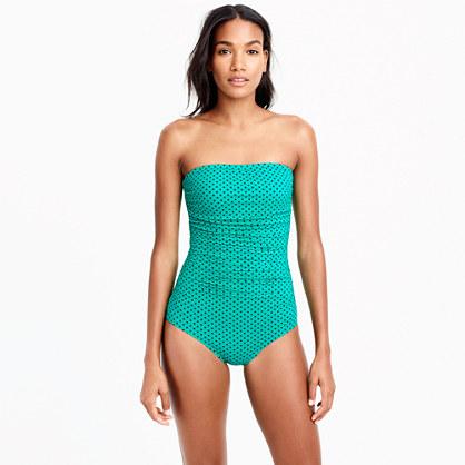 J.Crew Ruched bandeau one-piece swimsuit in dot